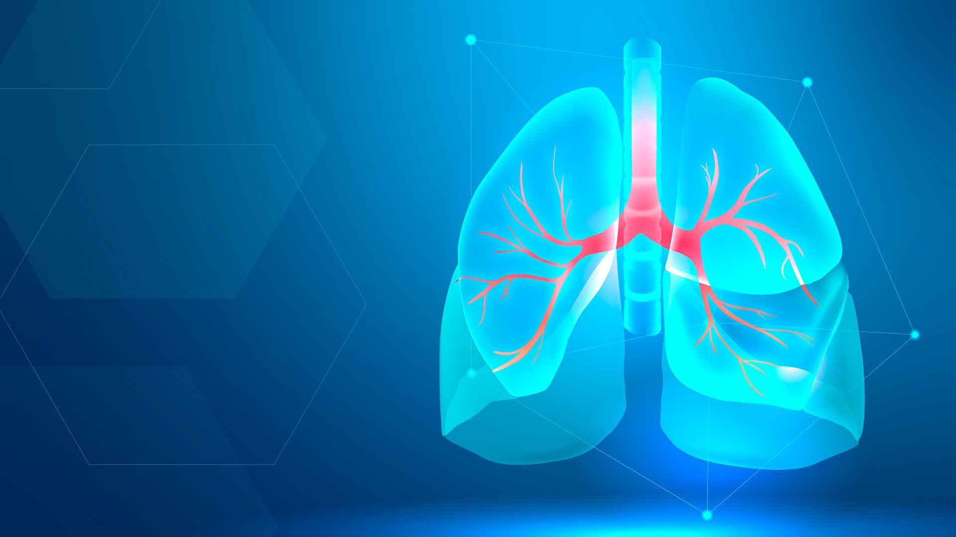 Pulmones estilizados en dibujo futurista