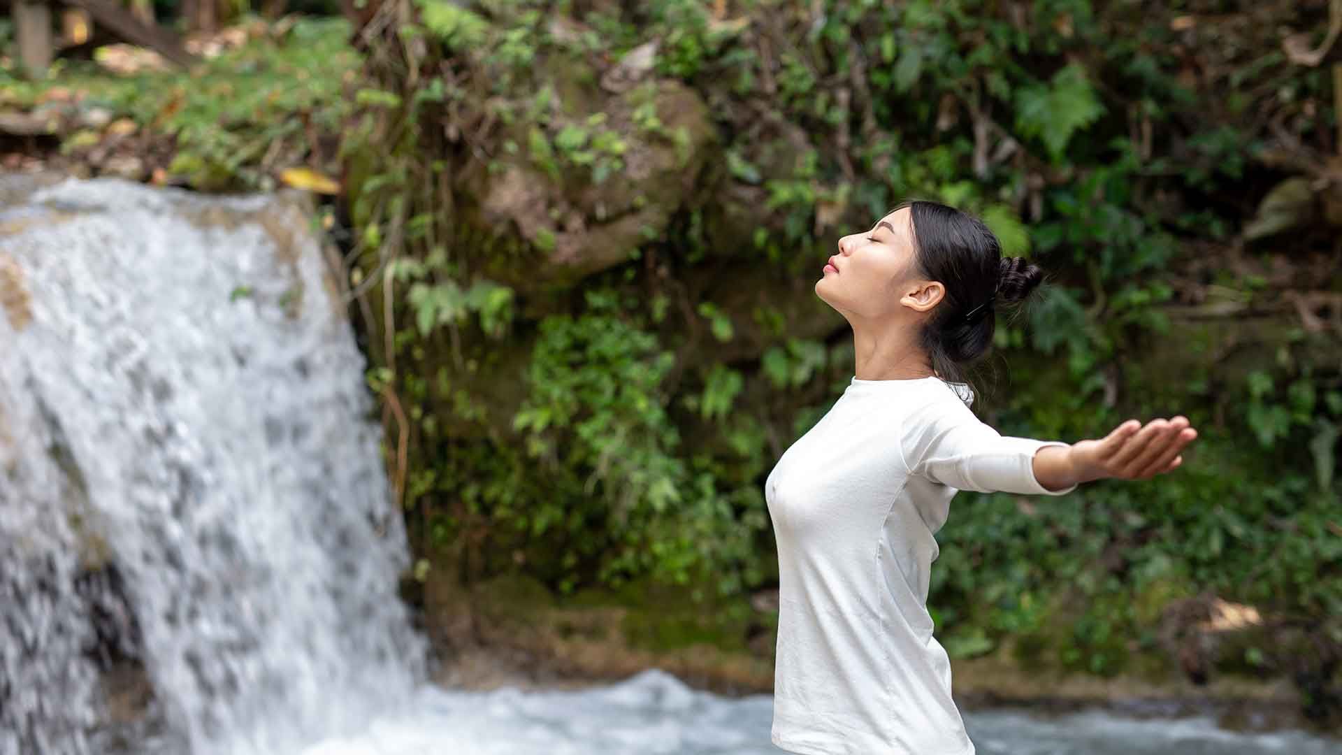 Mujer respirando